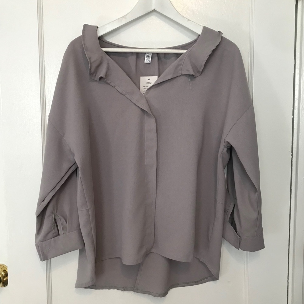Korean-style button down blouse